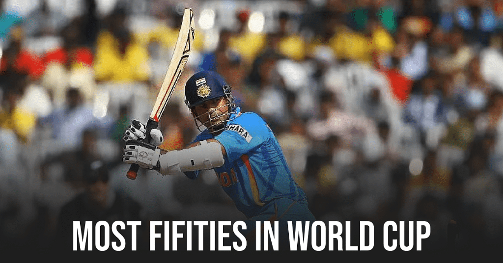 most fifties in odi world cup